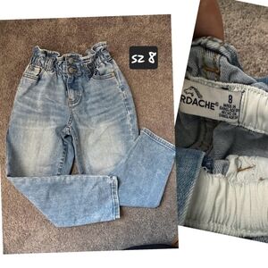 Jordache Girls Cinched stretchy elastic paper bag waist acid wash